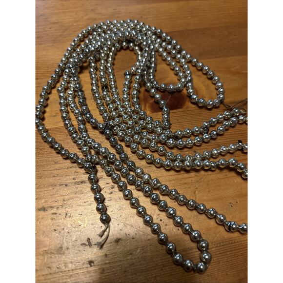 Lot Strands Vintage Mercury Glass Bead Christmas Tree Garland 45 ft - Picture 9 of 9